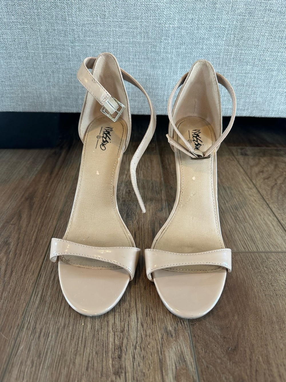 Women's Nude Ankle-Strap Heeled Sandals